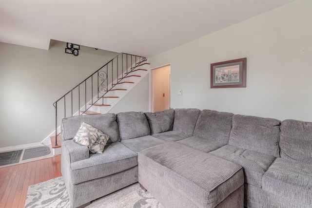 237 Lennox Ave, North Cape May, NJ 08204 - living area with hardwood / wood-style floors, stairs, and baseboards