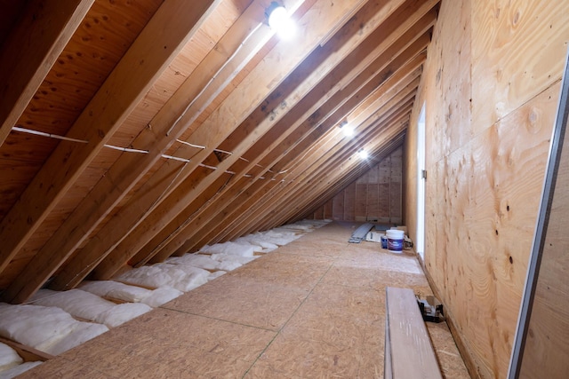 view of unfinished attic