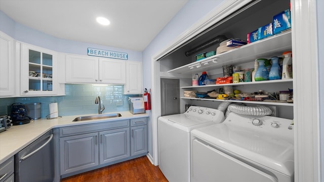 351 96th St Unit 209, Stone Harbor, NJ 08247 - laundry room featuring dark wood-type flooring