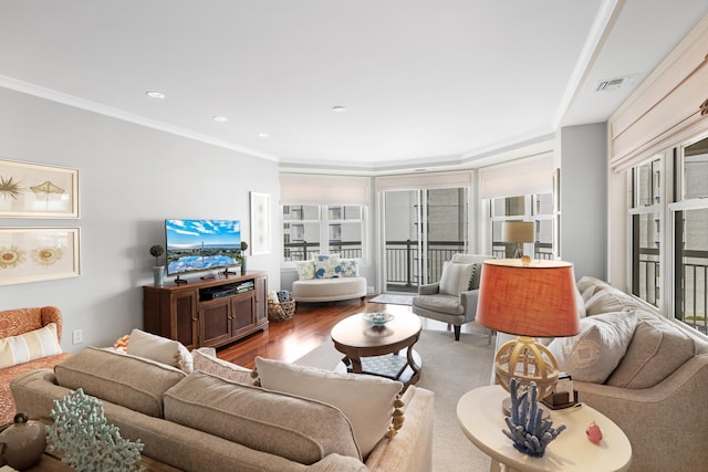 9601 Atlantic Ave Unit 310, Lower Township, NJ 08260 - living area featuring crown molding, wood finished floors, and recessed lighting