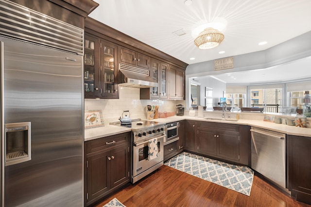 9601 Atlantic Ave Unit 310, Lower Township, NJ 08260 - kitchen featuring high quality appliances, under cabinet range hood, a sink, light countertops, and recessed lighting
