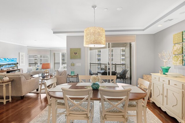 9601 Atlantic Ave Unit 310, Lower Township, NJ 08260 - dining area with dark wood finished floors, crown molding, and recessed lighting