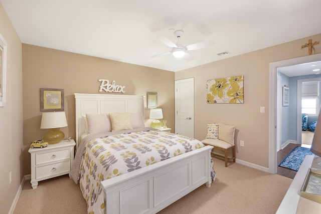 9601 Atlantic Ave Unit 310, Lower Township, NJ 08260 - bedroom featuring baseboards, a ceiling fan, and light colored carpet