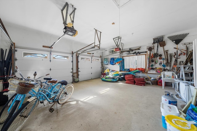 garage with a garage door opener