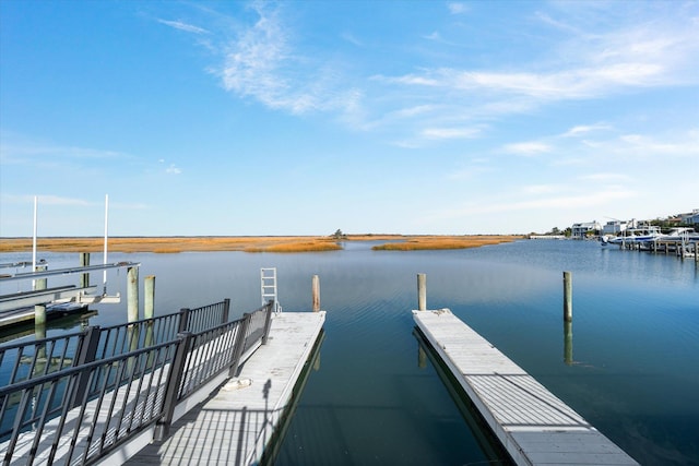 view of dock featuring a water view