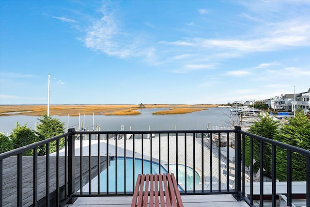 balcony with a water view