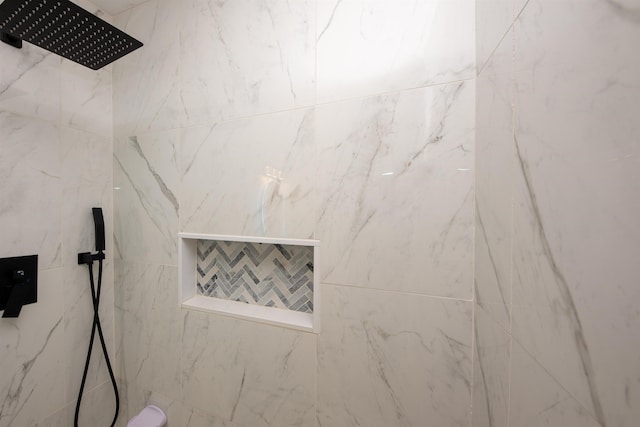 interior details with a marble finish shower