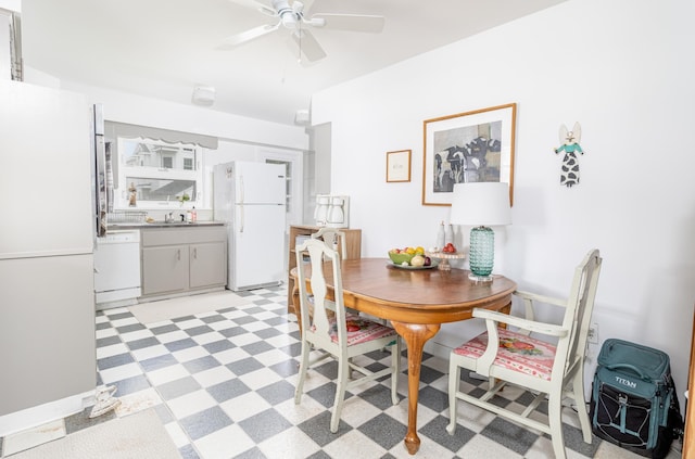 dining room with ceiling fan