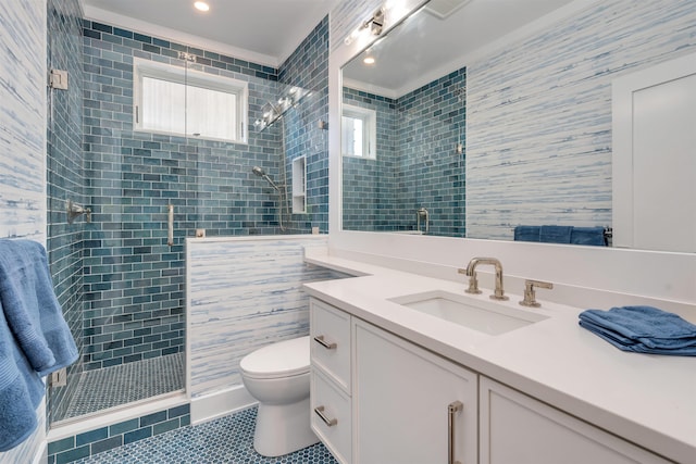101 Harvard Ave, Cape May Point, NJ 08212 - bathroom featuring tile patterned flooring, toilet, a stall shower, and vanity