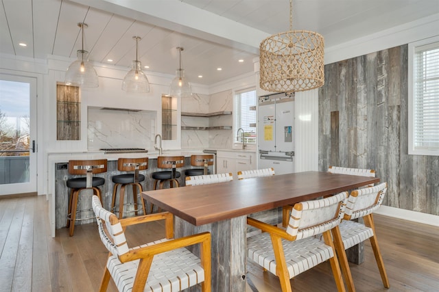 101 Harvard Ave, Cape May Point, NJ 08212 - dining room featuring recessed lighting, light wood-type flooring, beam ceiling, and a healthy amount of sunlight