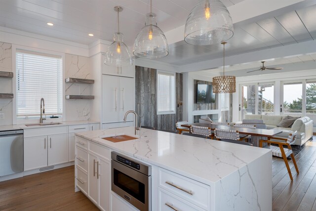 101 Harvard Ave, Cape May Point, NJ 08212 - kitchen featuring a sink, open shelves, open floor plan, and stainless steel appliances