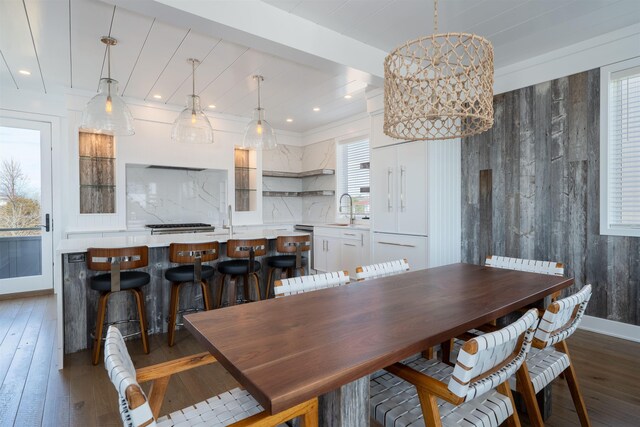 101 Harvard Ave, Cape May Point, NJ 08212 - dining room featuring beam ceiling, recessed lighting, baseboards, and dark wood-style flooring