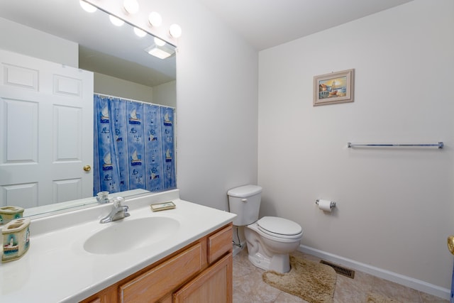 324 E 23rd Ave Unit A, North Wildwood, NJ 08260 - bathroom with vanity, tile patterned flooring, toilet, baseboards, and a shower with shower curtain