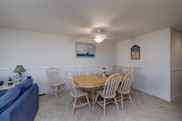 324 E 23rd Ave Unit A, North Wildwood, NJ 08260 - dining room featuring wainscoting and ceiling fan