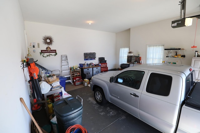 garage with a garage door opener