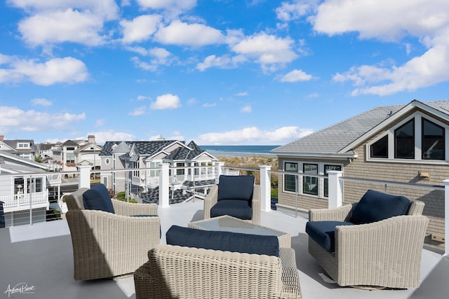 exterior space with an outdoor living space and a residential view