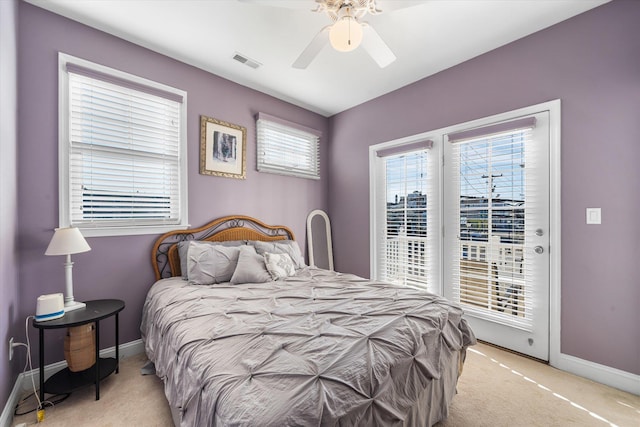 3814 Landis Ave Unit 1, Sea Isle City, NJ 08243 - bedroom with ceiling fan, access to exterior, and light carpet