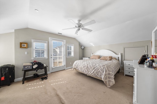 3814 Landis Ave Unit 1, Sea Isle City, NJ 08243 - carpeted bedroom featuring ceiling fan, lofted ceiling, and access to outside
