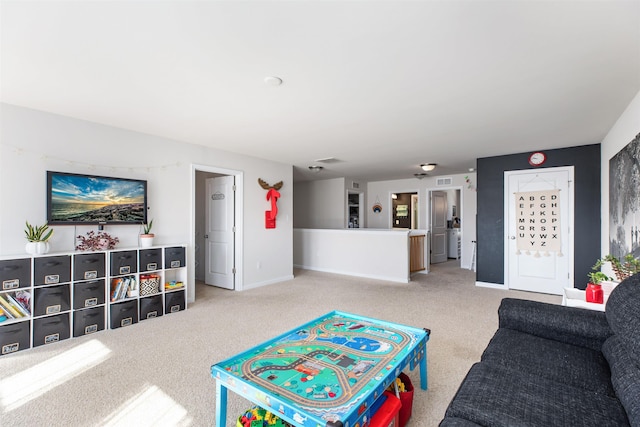 living room featuring carpet flooring