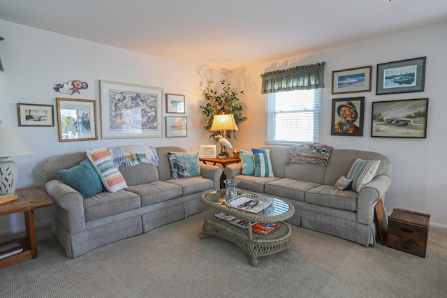 living room with carpet flooring