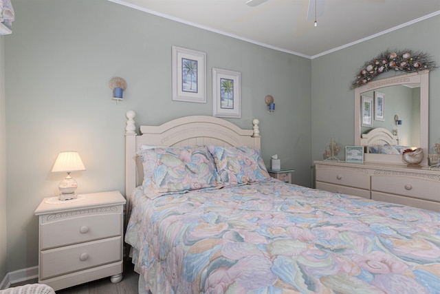 bedroom with crown molding