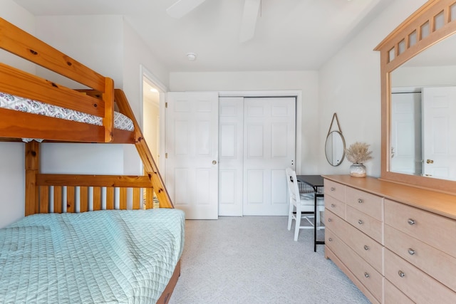 301 E Leaming Ave Unit A, Wildwood, NJ 08260 - bedroom with light carpet, a closet, and a ceiling fan