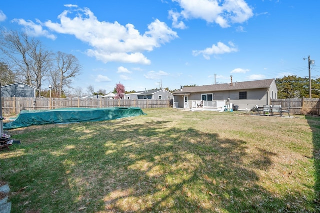 view of yard featuring a fenced backyard and a fenced in pool