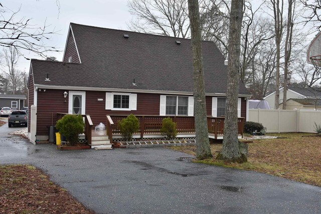 7 Corson Ln, Ocean View, NJ 08230 - view of front of house featuring a wooden deck and a shingled roof