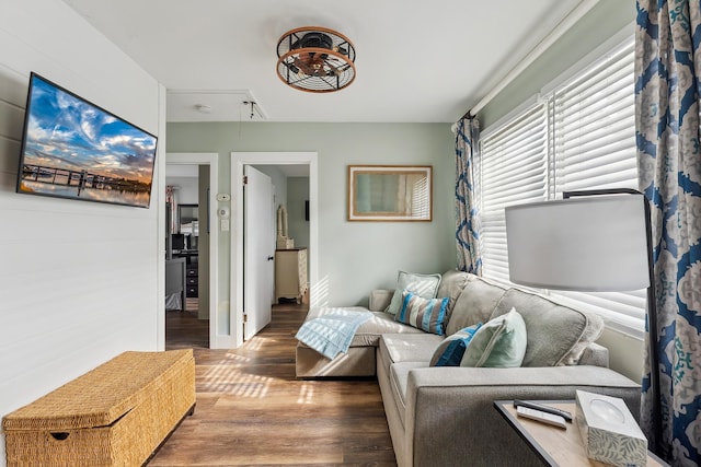 living room featuring wood-type flooring