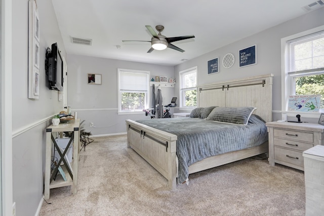 7 Dawn Rd, Petersburg, NJ 08270 - bedroom with visible vents, ceiling fan, baseboards, and light carpet