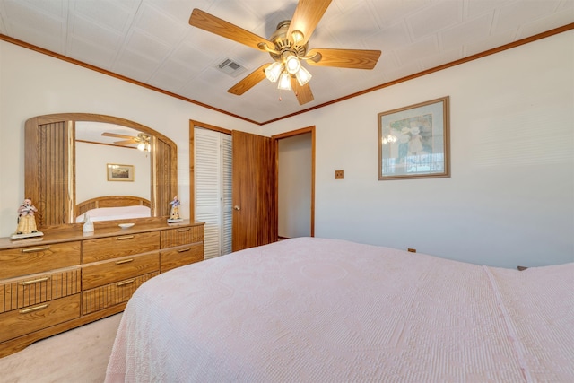 36 W Virginia Ave, Villas, NJ 08251 - bedroom with arched walkways, a closet, light carpet, visible vents, and crown molding