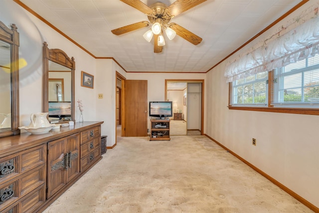 36 W Virginia Ave, Villas, NJ 08251 - office space featuring baseboards, light colored carpet, ceiling fan, and crown molding