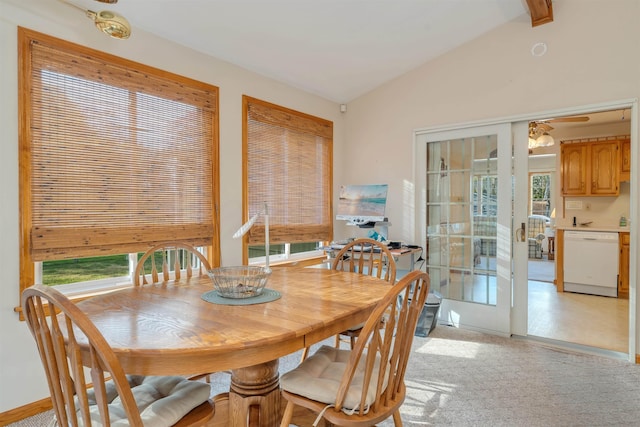 36 W Virginia Ave, Villas, NJ 08251 - dining room with lofted ceiling, light carpet, and a wealth of natural light