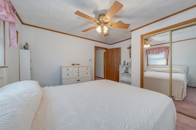 36 W Virginia Ave, Villas, NJ 08251 - carpeted bedroom with ceiling fan, ornamental molding, and a closet