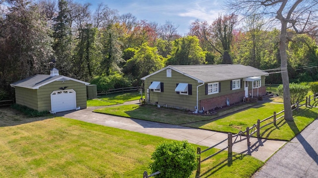 36 W Virginia Ave, Villas, NJ 08251 - view of side of property with a yard, fence, an outbuilding, a garage, and concrete driveway