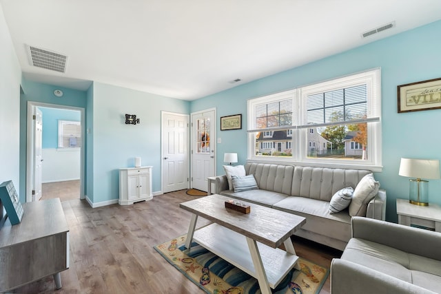 living room featuring light hardwood / wood-style floors