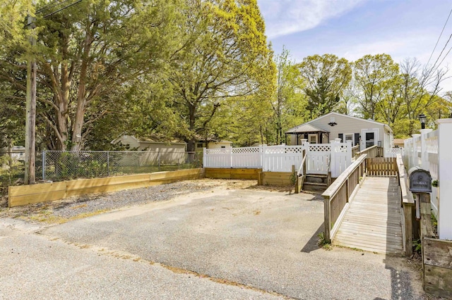 view of patio featuring fence private yard and a wooden deck
