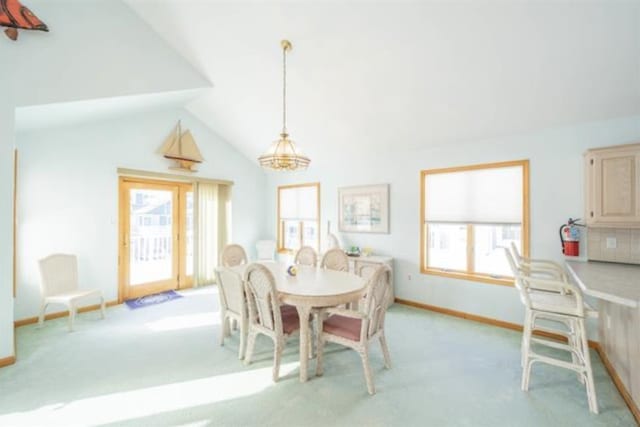141 8th St, Avalon, NJ 08202 - dining space with healthy amount of natural light, light carpet, and vaulted ceiling