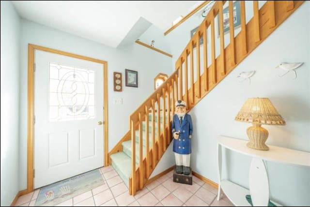 141 8th St, Avalon, NJ 08202 - entryway with stairway and light tile patterned floors