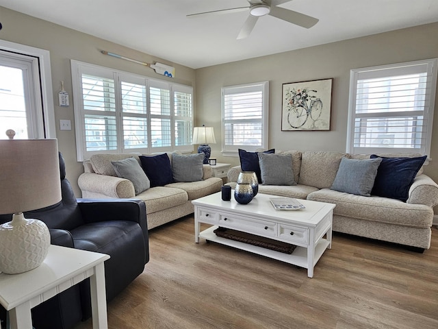 408 E 7th Ave, North Wildwood, NJ 08260 - living area with ceiling fan and wood finished floors