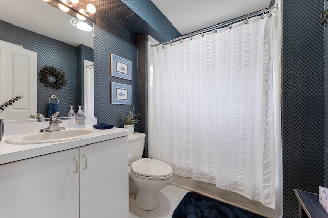 53 E 25th St, Avalon, NJ 08202 - full bathroom with tile patterned floors, vanity, and shower / tub combo