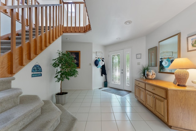 53 E 25th St, Avalon, NJ 08202 - entryway with stairs, light tile patterned floors, and recessed lighting