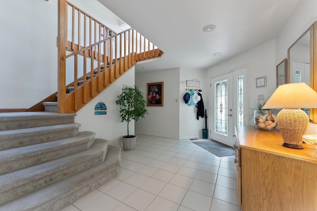 53 E 25th St, Avalon, NJ 08202 - foyer featuring stairway, light tile patterned floors, and recessed lighting
