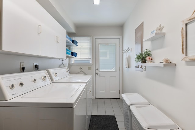 53 E 25th St, Avalon, NJ 08202 - laundry area with cabinet space, washer and dryer, and light tile patterned flooring
