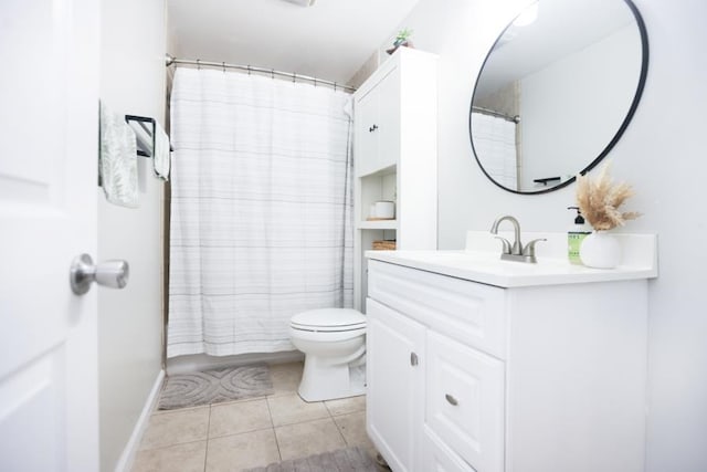 14 Freedom Dr, Erma, NJ 08204 - bathroom featuring vanity, toilet, tile patterned floors, a shower with curtain, and baseboards