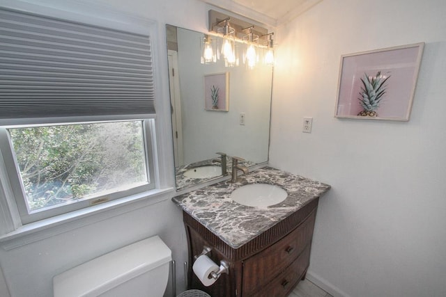 bathroom with vanity and toilet