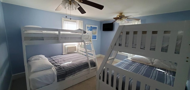 bedroom featuring carpet and ceiling fan