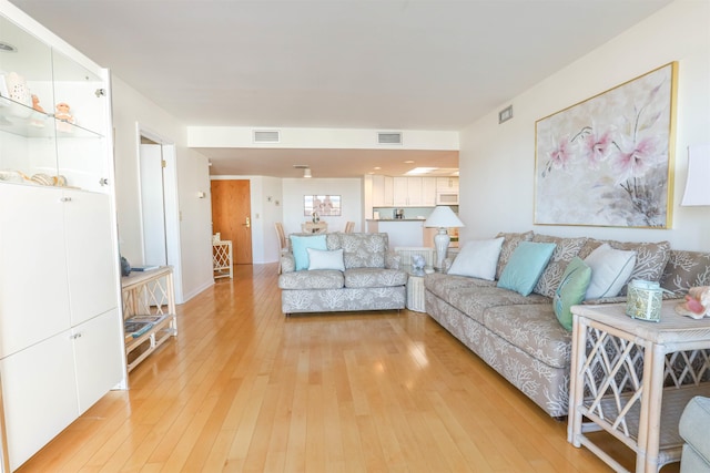 living room featuring light hardwood / wood-style flooring