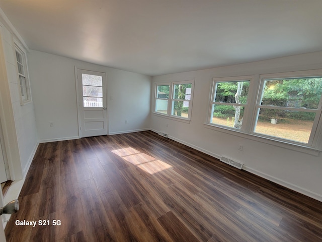 empty room featuring dark hardwood / wood-style flooring and a wealth of natural light