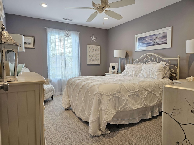 134 E Sweetbriar Rd Unit 134, Wildwood Crest, NJ 08260 - bedroom with light colored carpet, recessed lighting, and ceiling fan